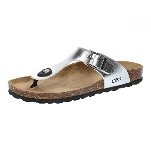 CMP ECO Mymosa WMN Flip Flop silver (U303) 36 - Damen Flip Flop aus recycelten Materialien, mit natürlicher Kork-Zwischensohle für optimalen Komfort und Dämpfung, ideal für umweltbewusste Fashionistas.