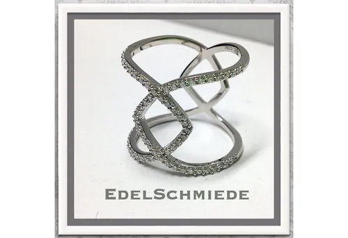 Edelschmiede925 Silberring Edelschmiede925 zarter Silberring 925 rhod mit Zirkonias Ringgröße 59