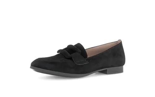 Gabor Damen Slipper - Elegante Slip Ons in Schwarz - Slipper & Mokassins für Damen, aus hochwertigem Rauleder mit bequemer Lederinnensohle und 2 cm Blockabsatz, ideal für Alltag und Business.