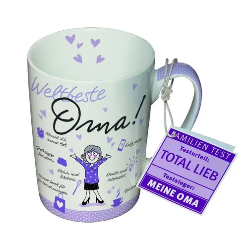 PPD Becher PPD Tasse, Muttertag, Vatertag, Hochzeitstag, Valentinstag, Liebe, 1-tlg., Porzellan : Weltbeste meine Oma, Familien, Test, Total, Lieb Kollektion/ Ideal als Geschenk