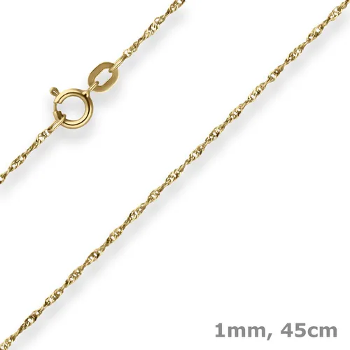 1mm Singapurkette aus 585 Gold – Elegante Halskette 45cm - Elegante 1mm Singapurkette aus 585 Gelbgold, ideal für den täglichen Gebrauch oder besondere Anlässe. Stilvolles Accessoire für Damen mit 45 cm Länge.