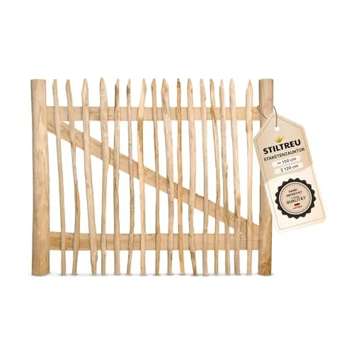STILTREU® Edelkastanie Staketenzaun-Tor 150 cm x 120 cm von STILTREU