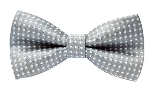 axy Kinderfliege, Jungen Fliege, bereits gebunden, Konfirmation verstellbar KFLI1 (Grau mit weissen Punkten)