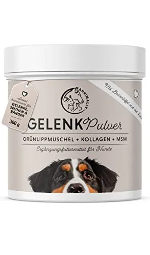Annimally Gelenke Pulver für Hunde 300g mit MSM, Grünlippmuschel und Kollagen - Gelenkpulver mit Collagen für den Hund Alternative zu Tabletten