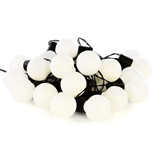 Nipach GmbH LED Partylichterkette Partybeleuchtung Lichterkette für Weihnachten Hochzeit Kindergeburtstag – 20 Leuchtkugeln mit Trafo – innen & außen – warm-weiß