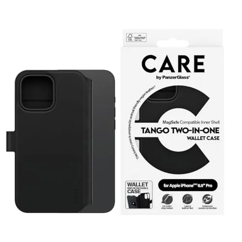 CARE by PanzerGlass Feature Case Tango Two-in-One Wallet MagSafe für iPhone 16 Pro Max - Apple Schutzhüllen, praktische 2-in-1 Lösung mit integriertem Wallet und MagSafe-Kompatibilität für zusätzlichen Schutz und Funktionalität.