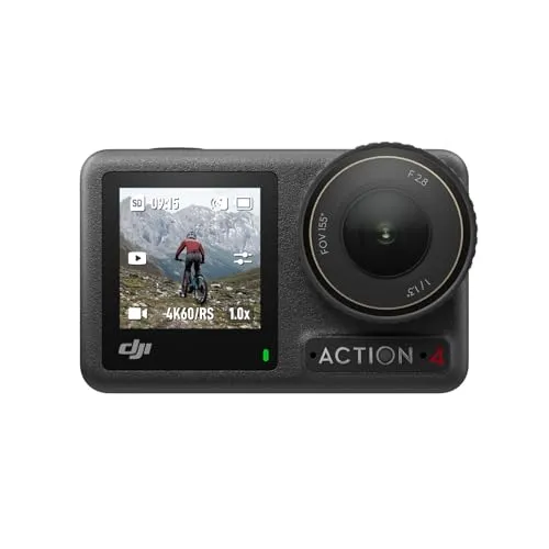 DJI Osmo Action 4 Standard-Combo - Wasserdichte 4K Action-Kamera mit 1,3-Zoll-Sensor, ideal für Low-Light-Aufnahmen und extreme Wetterbedingungen