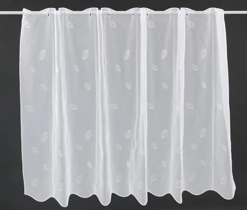 Gardinen Kranzusch Scheibengardine Blättermuster 120x80 cm H/B weiß Bistrogardine Vorhang Küche 1er Pack
