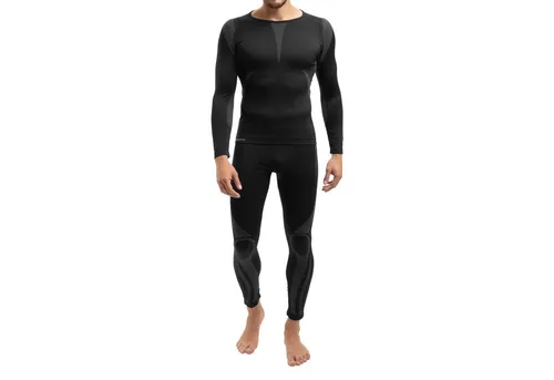 Celodoro Herren Thermo Unterwäsche Set - Schnelltrocknende Seamless Funktionswäsche in Grau L-XL - Wanderhosen: Körpernahes Thermo Unterwäsche Set für Herren, atmungsaktiv und schnelltrocknend, ideal für Wintersport mit hohem Tragekomfort.