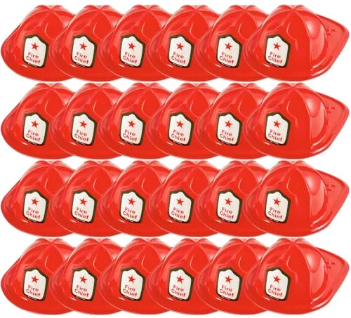 Tczecoo 24 Stück Feuerwehrhelm Kinder, Roter Feuerwehrhelm für Kinder und Erwachsene, Weiche Feuerwehr Helm, Feuerwehrmann-Hut Partyhüte für Rollenspiel Party Kostüm Zubehör