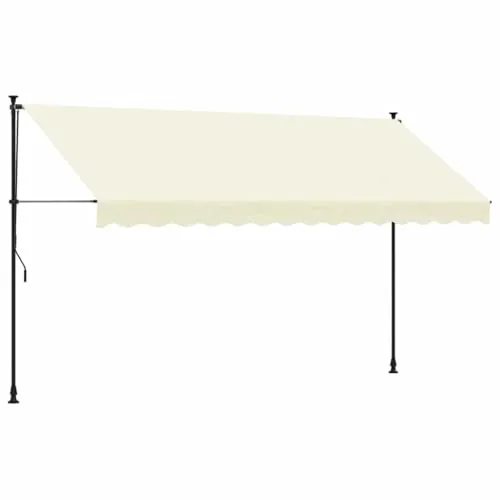 vidaXL Einziehbare Markise Creme 350x150 cm - Markisen für Balkon und Terrasse, schützt vor UV-Strahlen und lässt sich flexibel einziehen oder ausfahren. Robuster Stahlrahmen und stilvolles Design für jeden Außenbereich.
