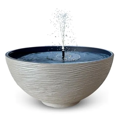 matches21 HOME & HOBBY Solarbrunnen Set für draußen - große 45 cm Schale Sand als Garten-Brunnen Spring-Brunnen