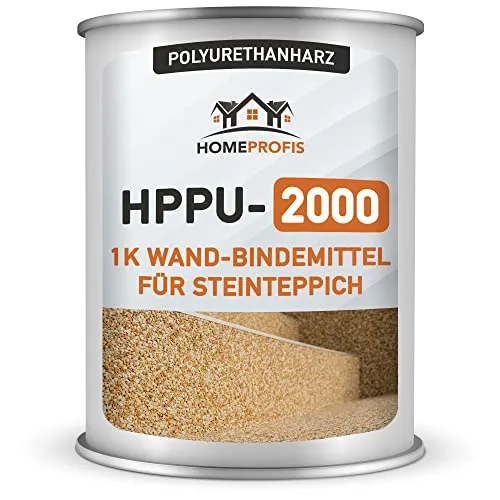 Home Profis® HPPU-2000 vertikales 1K Polyurethanharz Bindemittel für Steinteppich Innen & Außen (4kg) – Wandbindemittel transparent, ausreichend für 25kg Marmorkies