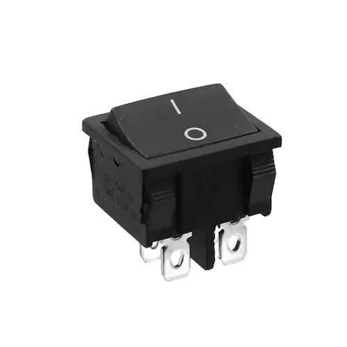 Wippenschalter, 22x19mm, 2-polig, EIN/AUS, 10A/250V, Beschriftung I/O, schwarz