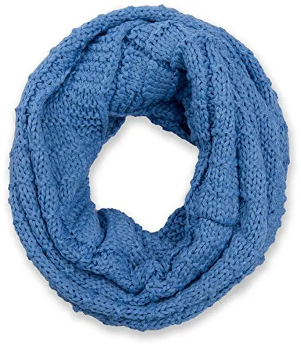 styleBREAKER Unisex Strick Loop Schal kariert, Uni Feinstrick Schlauchschal, Winter Strickschal 01018154, Farbe:Blau