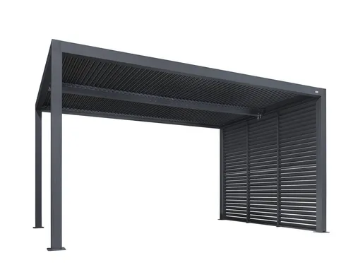 PURPLE LEAF Pergola Alu Terrassenüberdachung mit Lamellendach und Lamellenwand, BxTxH: 425x300x240 cm, wasserdichte Gartenüberdachung für Balkon, Carport oder Grillplatz
