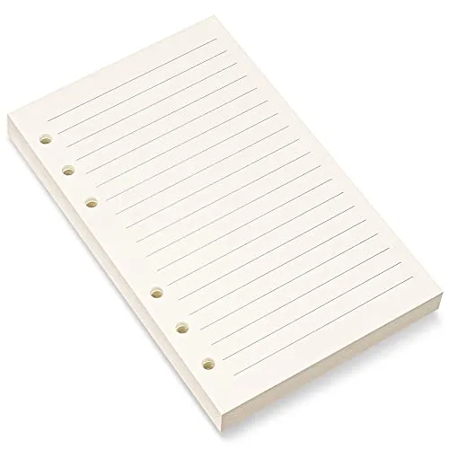 Bidponds A6 liniertes Nachfüllpapier, 6 Löcher, Nachfüllpapier für A6-Organizer, 6-Ringbuch, 80 Blatt, 10,5 x 16,9 cm, Beige (1)