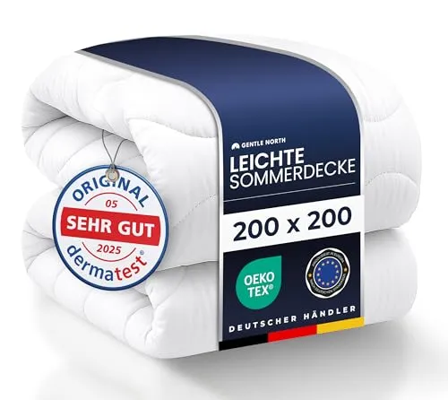 Gentle North Leichte Sommerdecke 200x200 als Schlafdecke - Bettdecke für Allergiker geeignet - Weiche Steppdecke - Besonders Flauschig & waschbar bei 60°