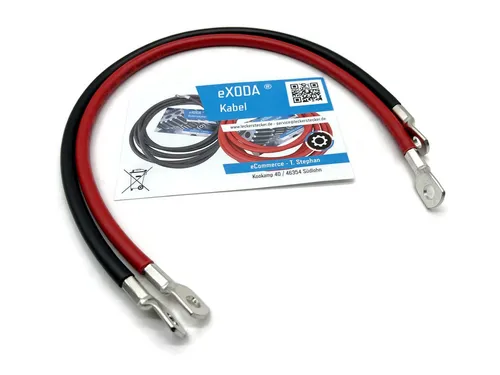 eXODA 25 mm2 M8 M8 Batteriekabel, Rot und Schwarz, (50 cm), 99% Kupfer