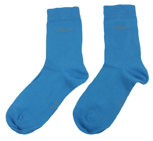 Paar s.Oliver Socken Strümpfe Damen 2er Pack Freizeitsocken blau uni Gr.35-38 2