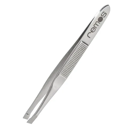 REMOS Pinzette aus rostfreiem Edelstahl mit schräger Spitze - 8 cm