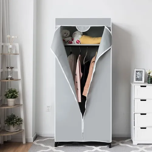 COSTWAY Kleiderschrank mit Kleiderstange