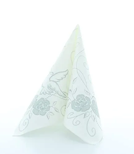 Mank Hochzeitsservietten Airlaid Servietten Hochzeit 40x40 cm, Premium Einweg-Serviette, textilähnlich und saugstark, perfekt für Hochzeit & Partys, 50 Stück, Hellgrau-Silber