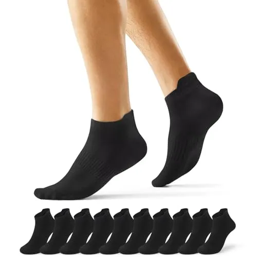 EKSHER Sneaker Socken Herren 43-46 Schwarz 10 Paar Baumwolle Kurze Socken Damen Laufsocken Herren 43-46 Halbsocken Kurz Sportsocken Anti Schweiß Atmungsaktive Sommer Halbe Low Running Socks