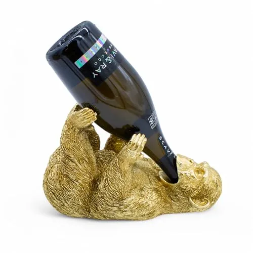 Spetebo Deko Flaschenhalter AFFE Gold - Stilvolle Tischdeko - Flaschenkörbe & -ständer, dekorativer Flaschenhalter in Form eines Affen, ideal für ansprechende Tisch- oder Bar-Dekoration.