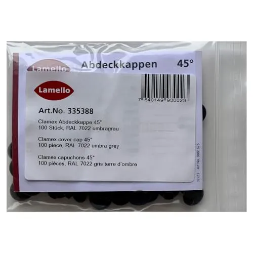 Lamello Clamex Abdeckkappe 45°, RAL 7022 umbragrau 100 Stk
