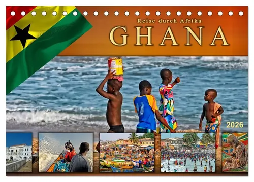 Reise durch Afrika - Ghana Tischkalender 2026 - Hochwertiger DIN A5 Tischkalender mit 12 beeindruckenden Fotografien aus Ghana. Perfekt als Geschenk für jeden Anlass und ideal für ein persönliches Wohlfühlambiente.