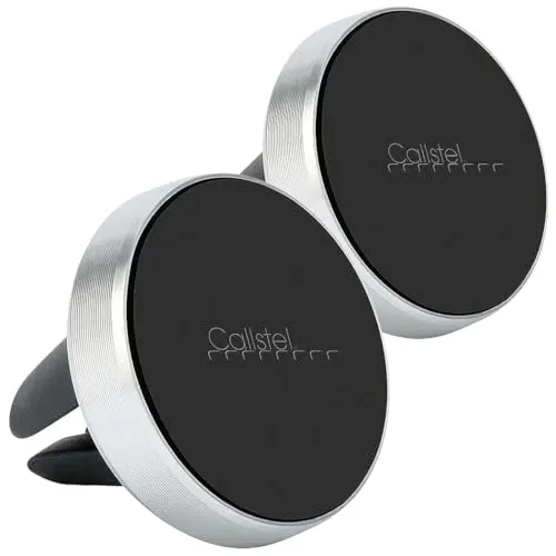 Callstel Handyhalter magnetisch: 2er-Set Kfz-Handyhalterungen für Lüftungsgitter, inkl. Magnet (Handyhalterung Auto Magnet Lüftung, Magnetischer Handyhalter fürs Auto, Navi)