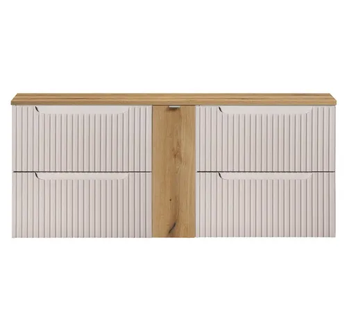 Lomadox Badezimmer Badschrank 140cm in Kaschmir und Eiche in beige von Lomadox