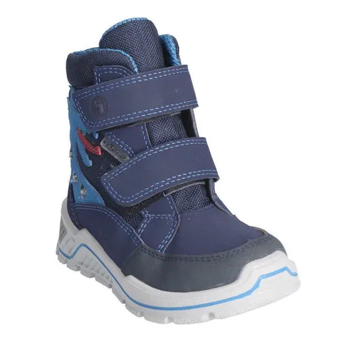 RICOSTA Grisu Kinder Winterstiefeletten blau 34 - Wanderschuhe mit SYMPATEX-Technologie für wasserfesten Komfort, ideal für kleine Abenteurer. Mit Blinklicht und reflektierenden Details für Sicherheit und Sichtbarkeit.
