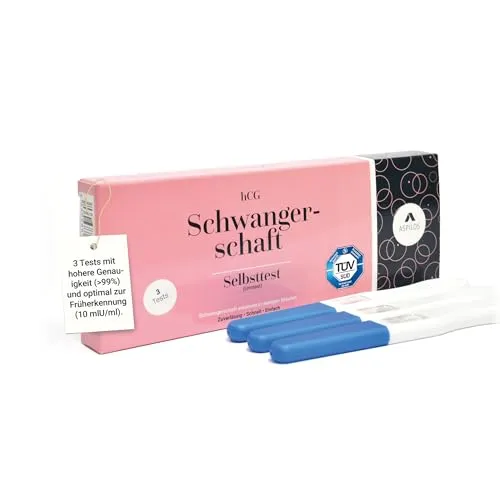ASPILOS Schwangerschaftstest 3er Set - HCG Selbsttest für Zuhause - Schnelles Ergebnis - Zuverlässig & Präzise - Medizinische Tests mit Labor-Qualität