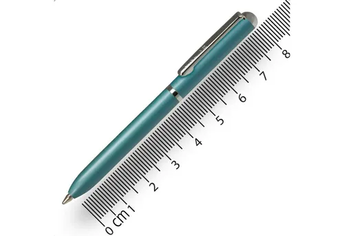 Online Miniatur Dreh-Kugelschreiber Turquoise - 8 cm klein und handlich, mit Metallclip und hochwertiger D1-Standardmine für unterwegs