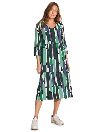 CECIL Damen B144159 Bedrucktes Midi-Kleid, fir Green, Small in grün von CECIL