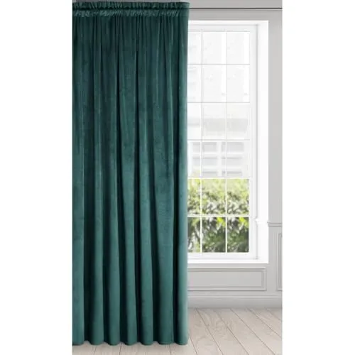 Eurofirany Samtvorhang Kräuselband Blickdichte Vorhänge Samt Velours Samtvorhänge Melanie (dunkelblau, 140X270 cm)