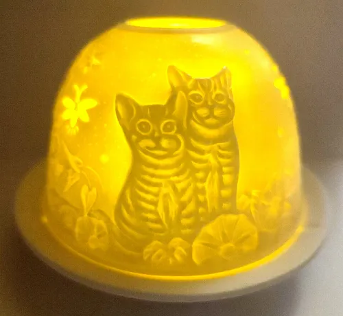 Dome-Light, Leuchtkuppel, Katzen, Teelichthalter, Dekoration, Porzellan (32049)