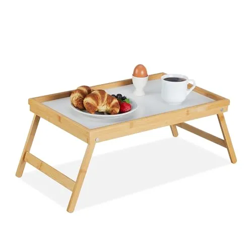 Bambus Frühstückstablett mit Füßen von Relaxdays