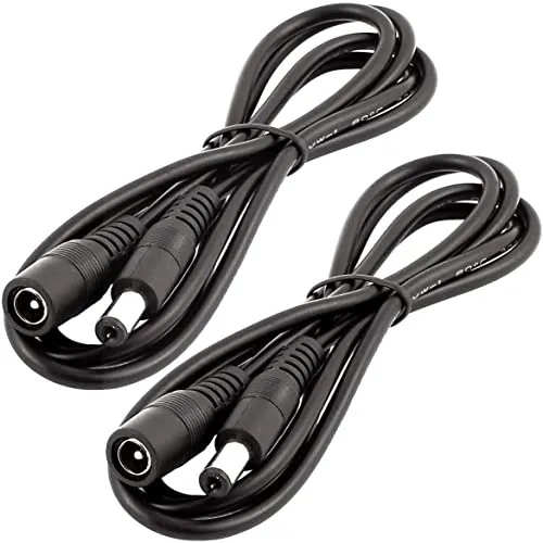LITAELEK 2x 5m DC 12V Verlängerungskabel 5.5x2.1mm Stecker-Buchse 0-36V Männlich-Weiblich Kabel für LED Streifen, CCTV Kamera - Schwarz