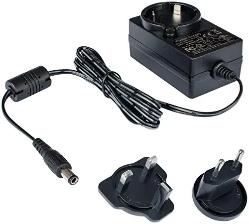 Poppstar AC DC Netzteil 12V 2A mit EU- und UK-Stecker (Netz-Adapter 24W / 12V Ladekabel für Externe Festplatten-Gehäuse, Dockingstation UVM.) mit DC-Stecker 5,5mm/2,5mm