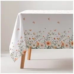 GAMUSI Tischdecke, schmutzabweisend, 160 x 240 cm, Beige mit Blumenmuster - Tischdecken aus Baumwolle, schmutzabweisend und pflegeleicht. Ideal für Haushalte mit Kindern und Feiern, mit lebendigen Farben und hoher Haltbarkeit.