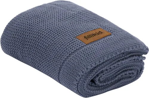 Fillikid Babydecke Strick 80x100 cm - Blau - Kuscheldecke aus 100% Baumwolle, weich und atmungsaktiv, perfekt für ein gemütliches Babyzimmer.