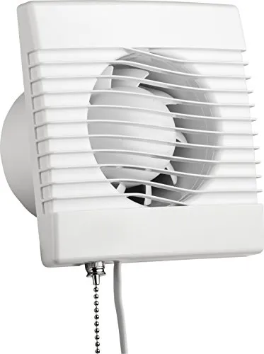 MKK Badlüfter Ø 100 mm mit Zugschalter - Hochwertiger Badlüfter für Küche und Bad, 100 mm Durchmesser, leise mit nur 40 dB(A) und hoher Durchflussmenge von 104 m³/h, ideal für frische Luft in jedem Raum.