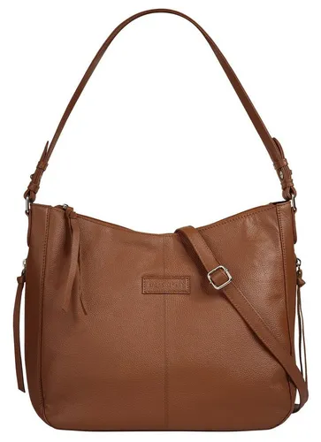 Bruno Banani Shopper aus echtem Leder in Braun - Handtasche aus hochwertigem, leicht glänzendem Echtleder mit praktischem Handyfach und verstellbarem Schulterriemen – perfekt für den stilvollen Alltag.
