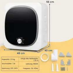 Mini Wäschetrockner 2.5KG mit 5 Programmen