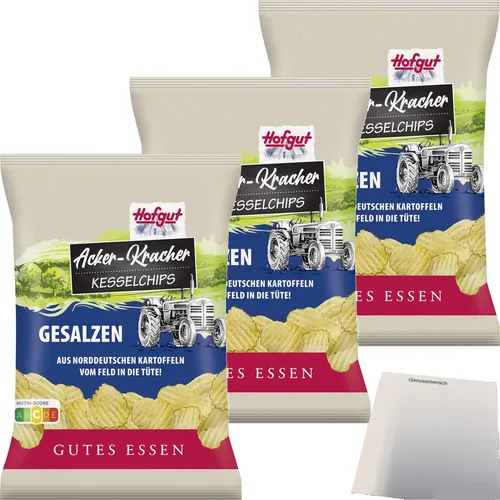 Hofgut Chips Acker-Kracher gesalzen 3er Pack 3x120g Beutel usy Block
