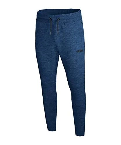JAKO Damen Jogginghose Premium Basics, marine meliert - Trainingshose mit sportivem Schnitt, atmungsaktivem Interlock und praktischen Reißverschlusstaschen für optimalen Komfort beim Training.