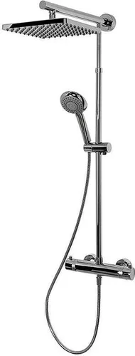Schulte Duschmaster Rain D9641 Kopfbrause mit Thermostat - Duschsystem mit eckiger Kopfbrause und 3 Strahlarten, inklusive 38°C Sicherheitsthermostat für optimalen Duschkomfort und effizienten Wasserverbrauch im modernen Badezimmer.